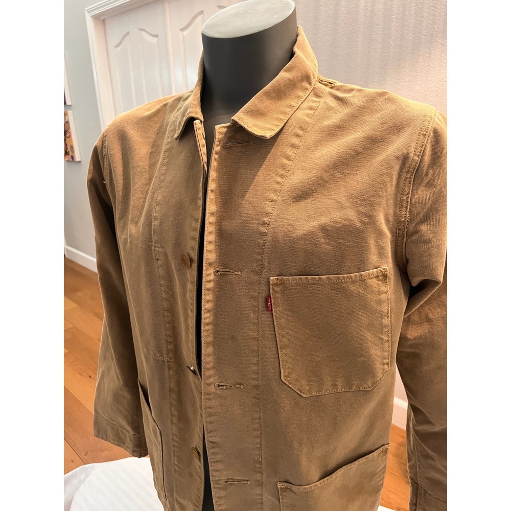 Levis Canvas Chore Jacket Mens Medium Tan Good Rugged Workwear Engineer Coat